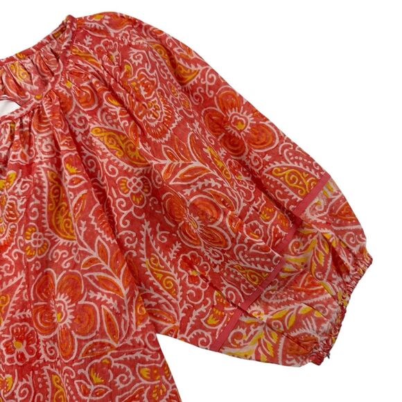 NEW Cleobella Layla Short Sleeve Peasant Top Women Small Coral Floral Bohemian - Picture 4 of 10